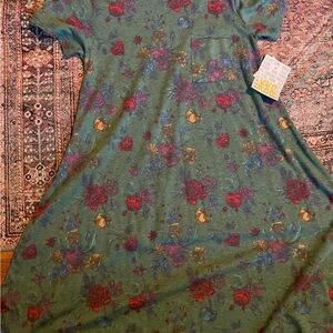 LuLaRoe Green Floral Carly Dress
